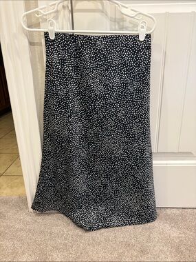 Loft Black and White Polka Dot Midi Skirt